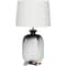 White Glass Gourd Style Base Table Lamp with Drum Shade 17" x 17" x 29"